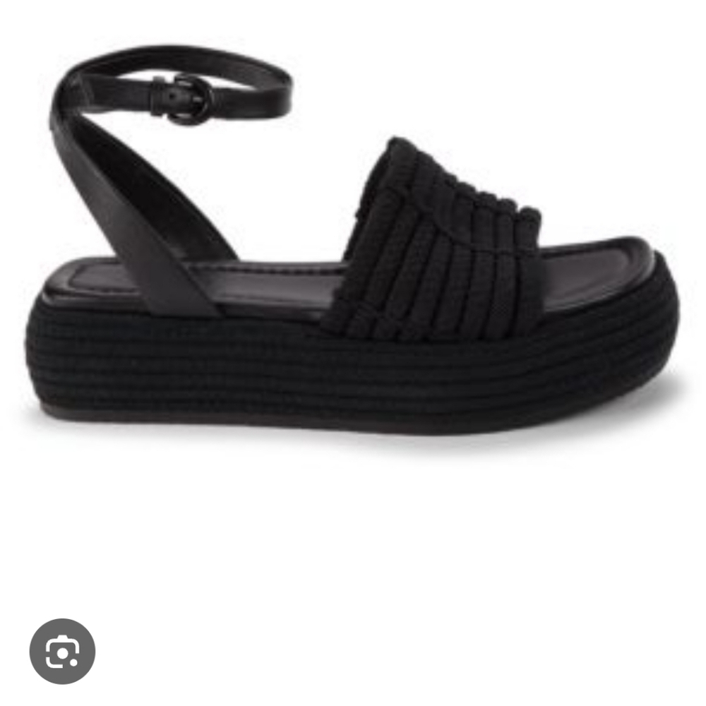 Vince Black Platform Espadrille Ankle-Strap Sandals